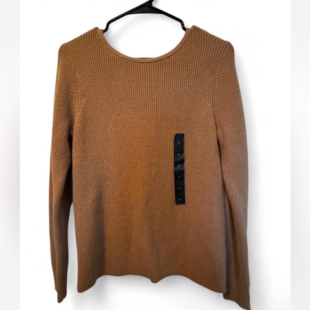 Banana Republic Tan Brown Ribbed Sweater V neck Back NWT
